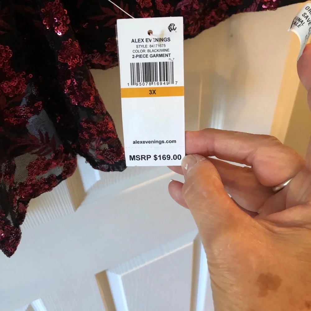 Alex Evenings Burgundy Sequin Jacket and Tank Top Set